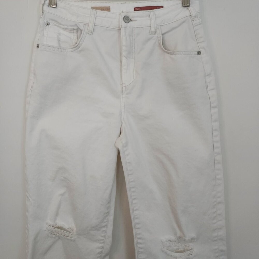 Pilcro Anthropologie Distressed White Slim Boyfriend Jeans Size 28P - Picture 2 of 13
